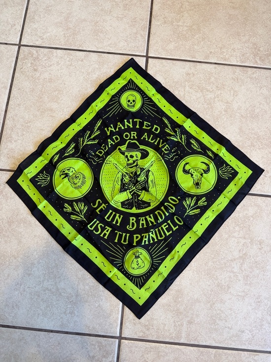 Other - Neon Green & Black Wanted Bandana